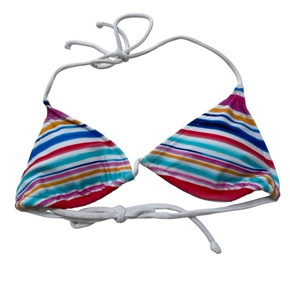 Venus Multi Stripe Rainbow Two-Piece High Waist Triangle Top Bikini, S/M - Picture 3 of 9